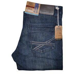 TK AXEL Men's Slim Bootcut Jeans Size 32x32 Thick Stitch Pockets Dark Wash BKE